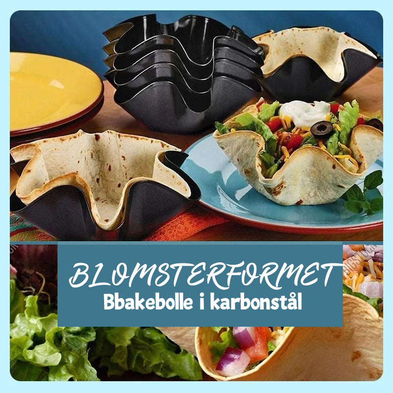 Blomsterformet bakebolle i karbonstål