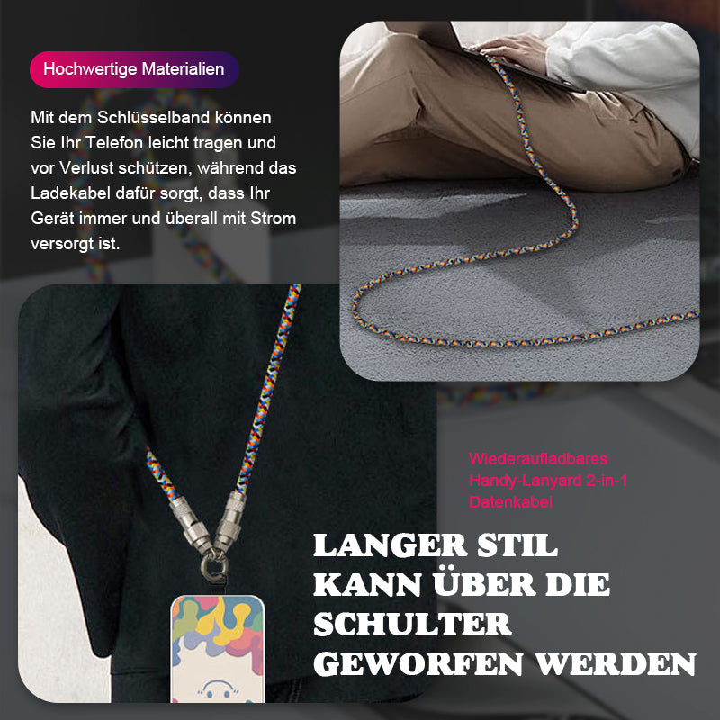 Wiederaufladbares Handy-Lanyard 2-in-1 Datenkabel