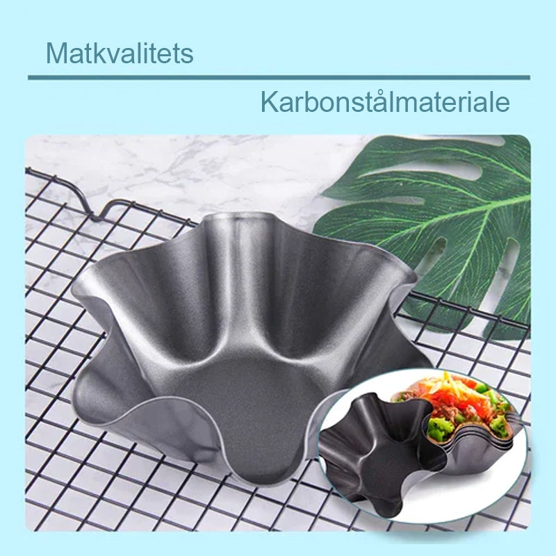 Blomsterformet bakebolle i karbonstål