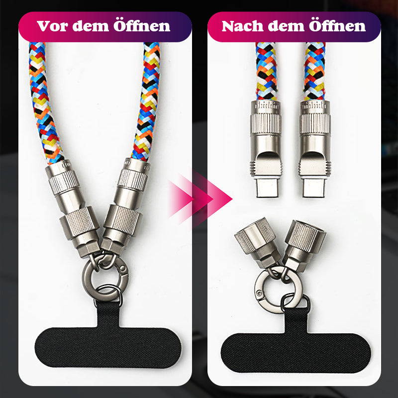 Wiederaufladbares Handy-Lanyard 2-in-1 Datenkabel